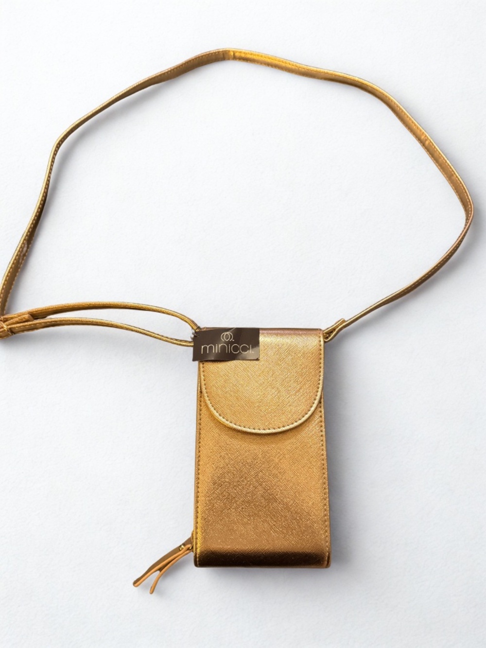 Minicci Metallic Gold Phone Crossbody Wallet NWT